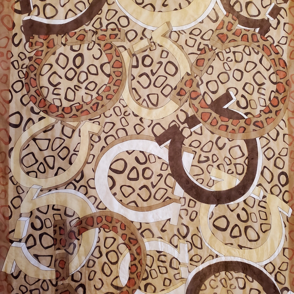 Salvatore Feragammo Brown and Tan Patterned Scarf